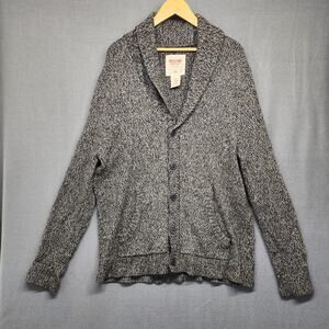 Mossimo Supply Co Sweater Mens XL Grey Black Wool Blend Shawl Collar Cardigan